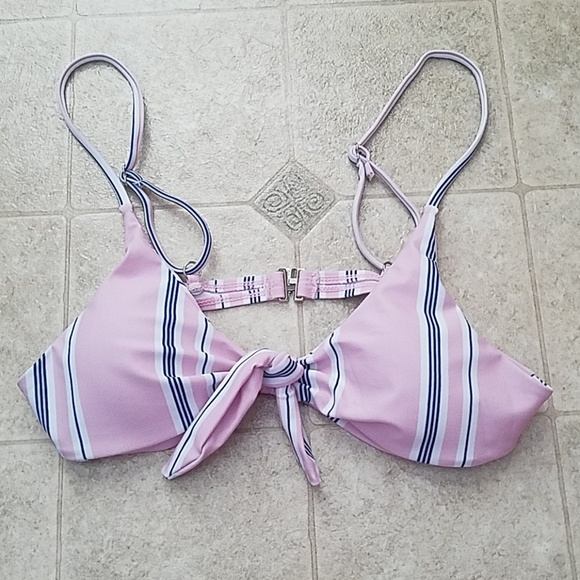 NWOT Pink and Navy Striped Bikini - Picture 2 of 3